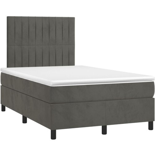 vidaXL Box spring postelja z vzmetnico temno siv 120x190 cm žamet, (21128421) Cene