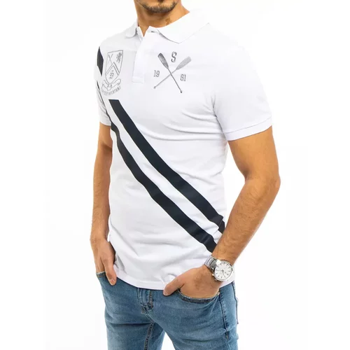 DStreet Men's white polo shirt PX0362
