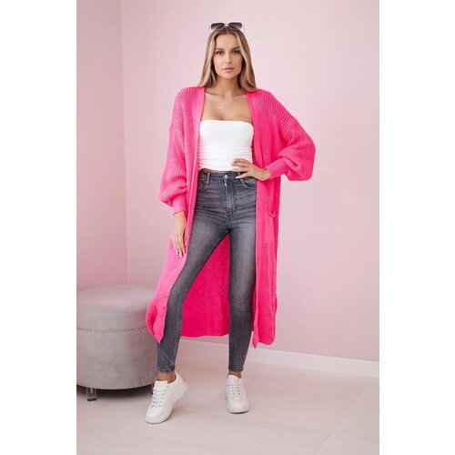 Kesi Long cardigan pink neon sweater Slike