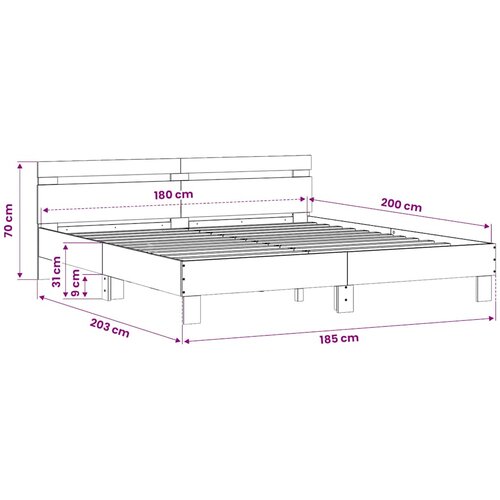 Okvir za krevet s uzglavljem boja hrasta 180x200 cm drveni Slike