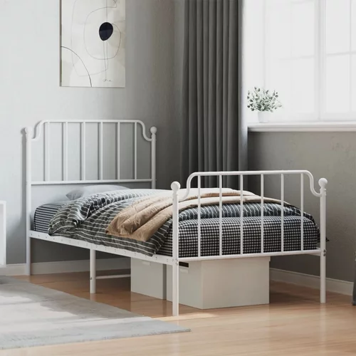Metalni okvir kreveta s uzglavljem i podnožjem bijeli 90x200 cm