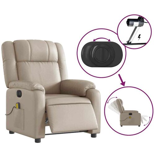 VidaXL Električni masažni naslonjač od umjetne kože boja cappuccina Slike