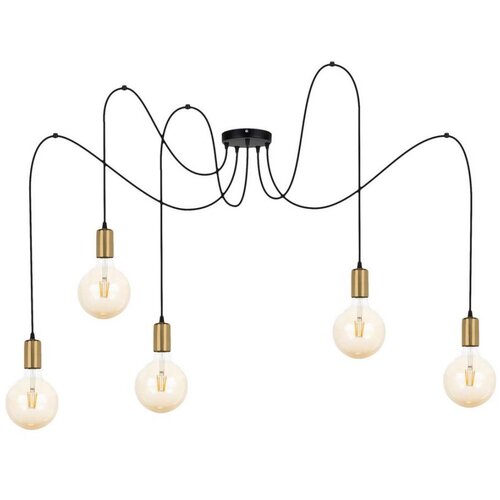  Luster na sajli MIROS 5xE27/60W/230V pauk crna/zlatna Cene