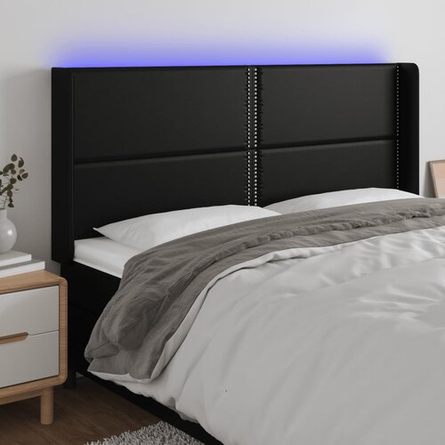  LED uzglavlje crno 203 x 16 x 118/128 cm od umjetna koža Cijene
