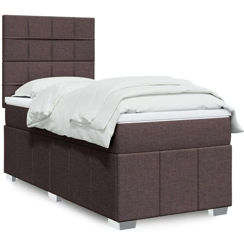  Box spring postelja z vzmetnico temno rjava 90x200 cm blago, (21291382) Cene