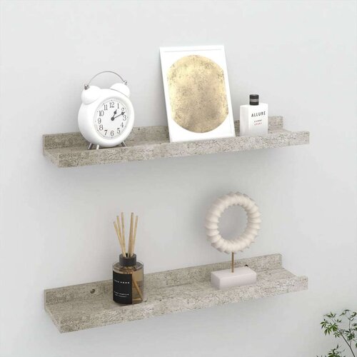  Zidne police 2 kom siva boja betona 40 x 9 x 3 cm Slike
