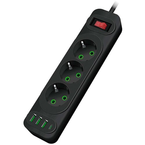 RIFF F23U 3 priključki + 3 USB + 1 USB-C / 2 m kabel in gumb za vklop bela, (21633631) Cene