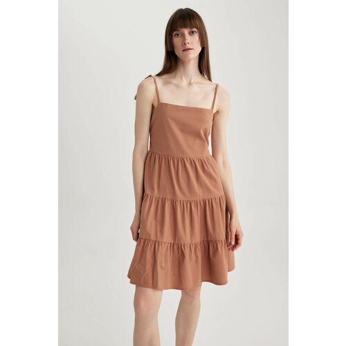 Defacto Square Collar Linen Look Sleeveless Mini Short Sleeve Woven Dress Slike