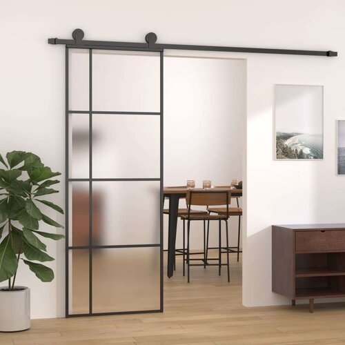  Drsna vrata mlečno ESG steklo in aluminij 76x205 cm črna, (20825981) Cene