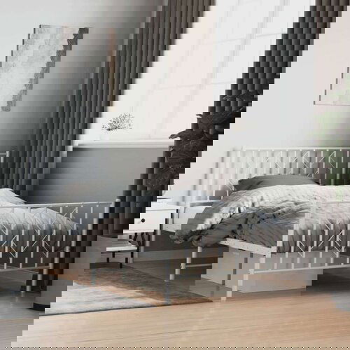 Metalni okvir kreveta uzglavlje i podnožje bijeli 107x203 cm Cijene