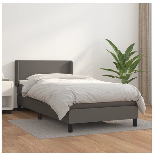 vidaXL Krevet s oprugama i madracem sivi 90 x 190 cm od umjetne kože Cijene