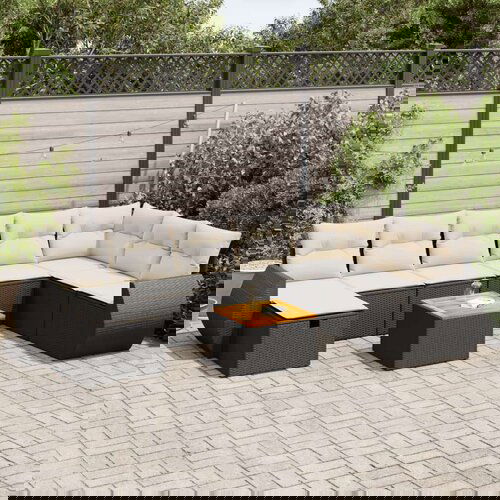 vidaXL 9-dijelni set vrtnih sofa s jastucima crni od poliratana Cijene