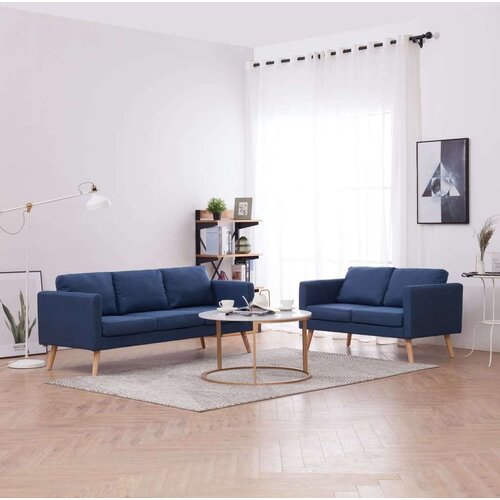  2-dijelni set sofa od tkanine plavi Cijene