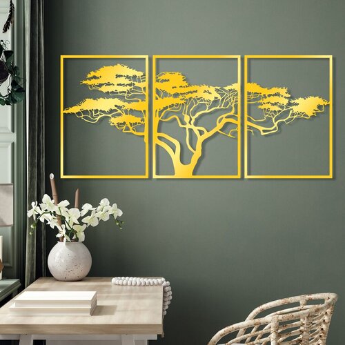 Wallity zidna dekoracija Golden Triple Tree 6, Zlatna boja Cene