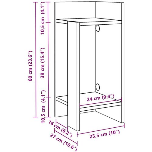VidaXL Pomoćni stolići 2 kom s policom boja hrasta 25,5x27x60 cm Slike