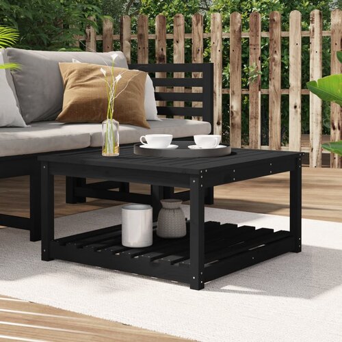 The Living Store Vrtna miza črna 82,5x82,5x45 cm trdna borovina - Vrtna Miza, (21477470) Slike