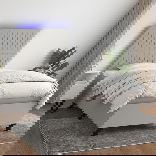 The Living Store Box spring postelja z vzmetnico LED svetlo siva 90x200 cm blago - Box Spring Postelja, (21521287) Slike