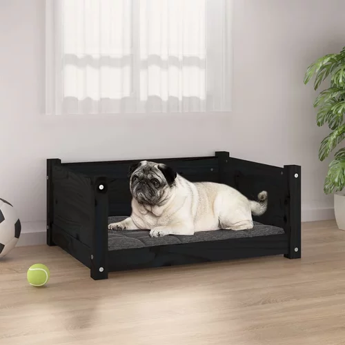 vidaXL krevet za pse crna 65,5 x 50,5 x 28 cm od masivne borovine