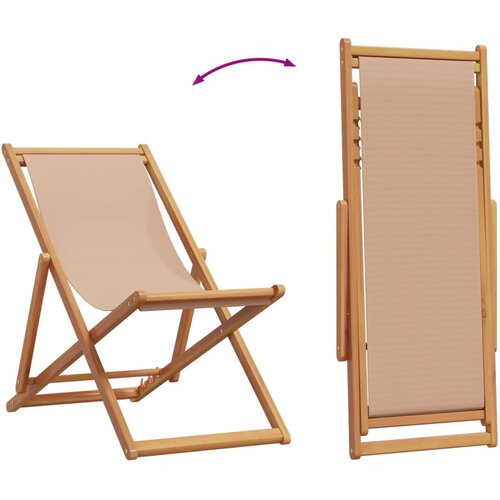  Sklopive stolice za plažu 2kom tkanine i masivno drvo smeđesive Slike