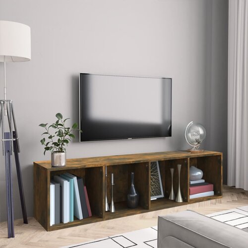 vidaXL Knjižna/TV omara dimljeni hrast 143x30x36 cm konstruiran les Cene