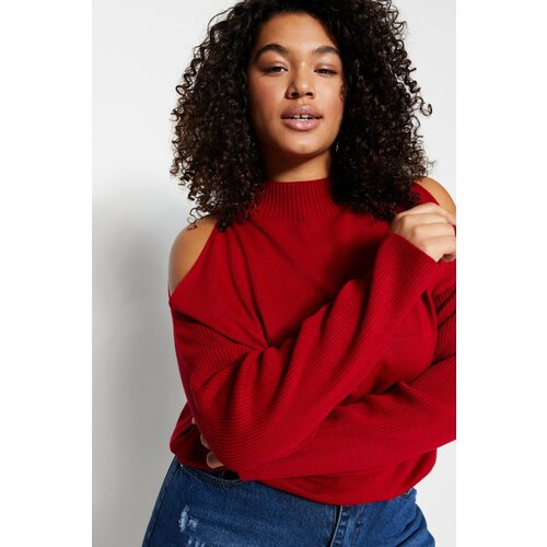 Trendyol Curve Plus Size Sweater - Red - Relaxed fit Slike