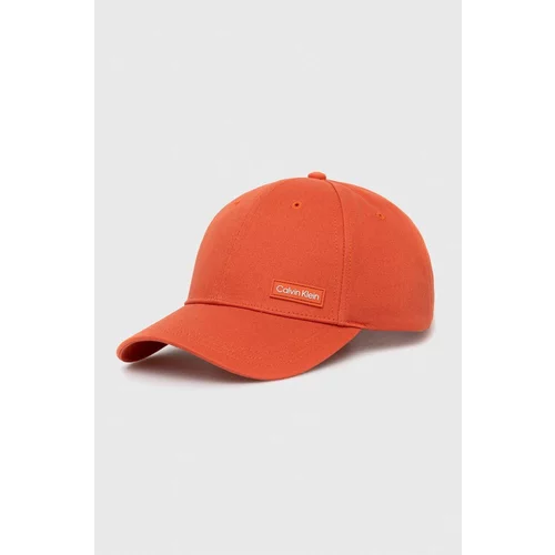 Calvin Klein Pamučna kapa sa šiltom boja: narančasta, s aplikacijom