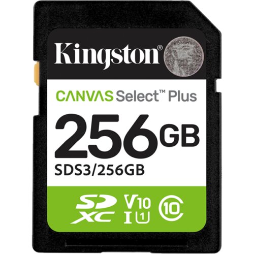 Sd card Kingston 256 GB S3/256GB Class10 Canvas Select Plus adapter;100MBs Read,Class 10 UHS-I Slike