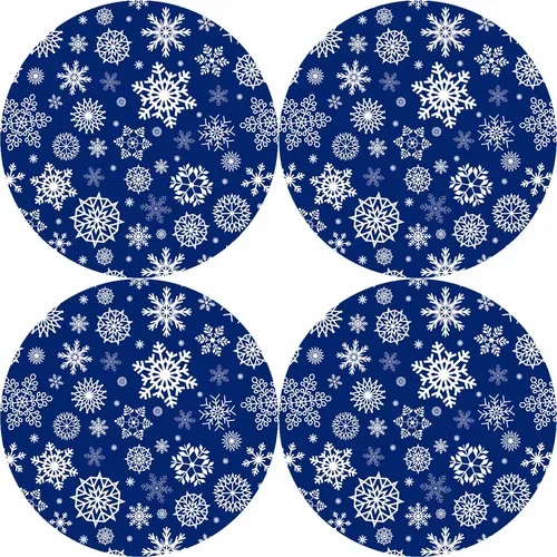 Bertoni Home Unisex's 4 Round Table Pads Set Snow Navy Blue
