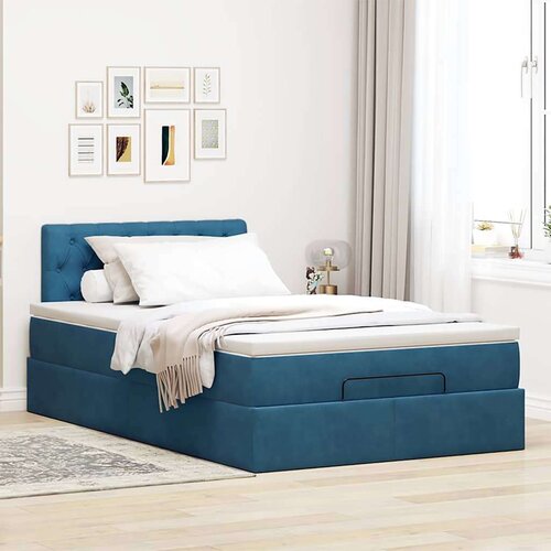 VidaXL okvir za krevet s madraca tamnoplavi 120x190 cm bar&amp;scaron;unasti Slike