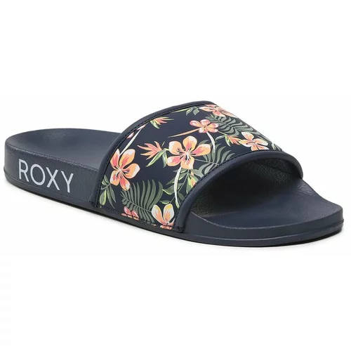 Roxy Natikače s potpeticom 'SLIPPY IV' tamno plava / zelena / narančasta / prljavo roza