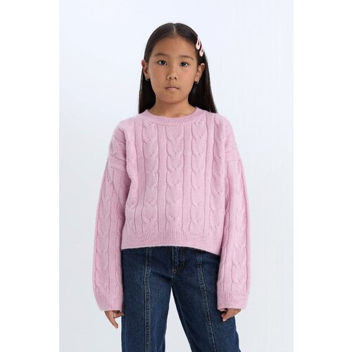 Defacto Girl Crop Crew Neck Hair Knitted Sweater Slike