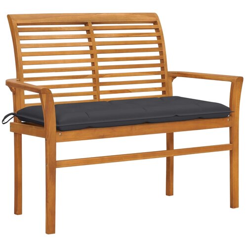 The Living Store Vrtna klop z antracitno blazino 112 cm trdna tikovina - Vrtna Klop, (21463498) Slike