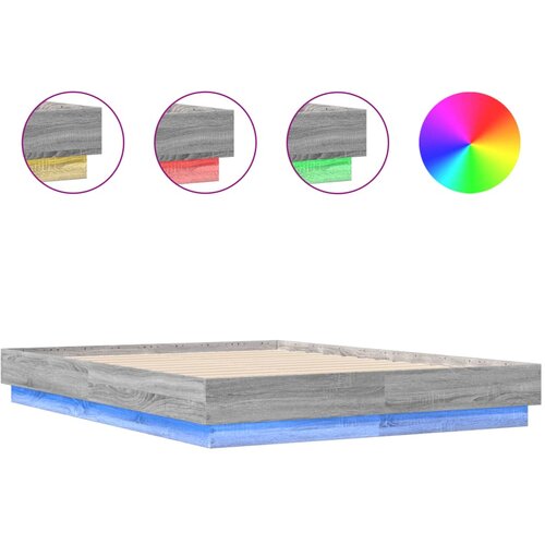 VidaXL Posteljni okvir z LED diodami siva sonoma 140x190 cm, (21081563) Slike