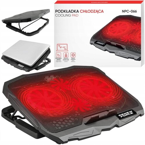  LED crvena rashladna podloga za laptop 4x ventilator 2x USB Slike