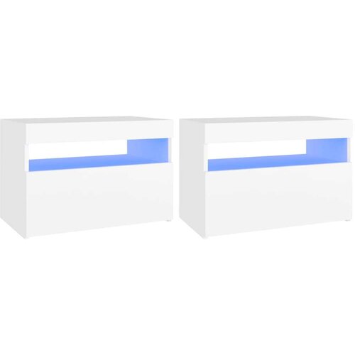 VidaXL noćni ormarić LED visoki sjaj bijeli 2 kom 60 x 35 x 40 cm drvo Slike