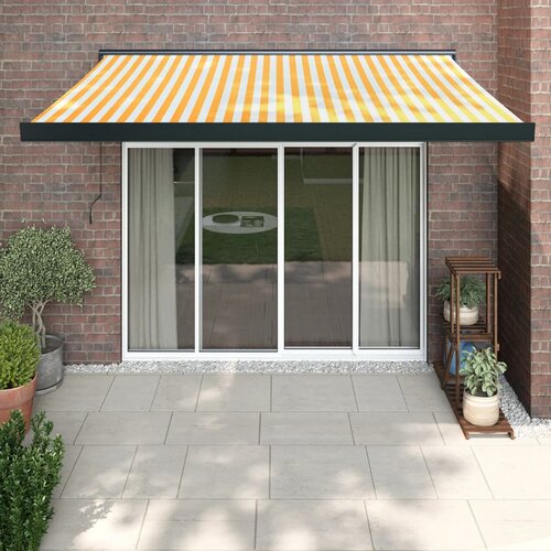 vidaXL Zložljiva tenda rumena in bela 3,5x2,5 m blago in aluminij Cene