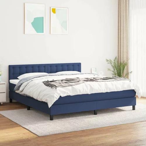  Box spring postelja z vzmetnico modra 160x200 cm blago, (20894355)