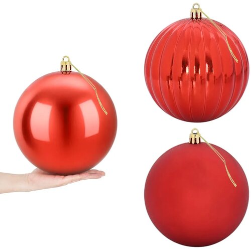  Set božićnih kuglica XXL 3 kom. Crvena &amp;Oslash; 25 cm Plastika - Crvena &amp;Oslash; 25 cm (3 kom) Slike