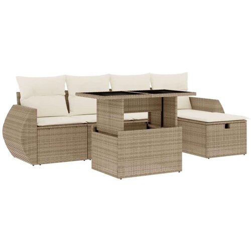 VidaXL 6-dijelni set vrtnih sofa s jastucima bež od poliratana Slike