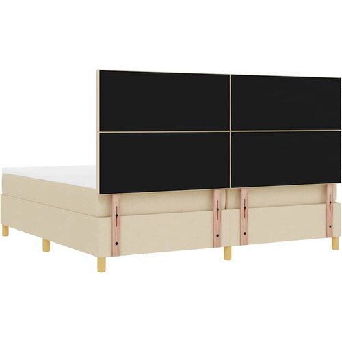  LED Box Spring Krevet s uzglavljem Krema 200 x 200 cm tkanina Slike