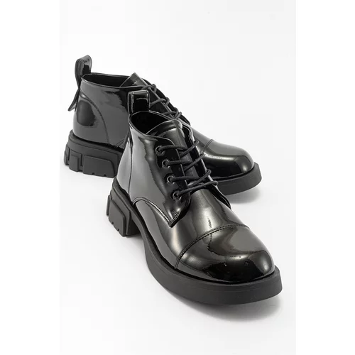 LuviShoes LAGOM Black Patent Leather Women's Boots