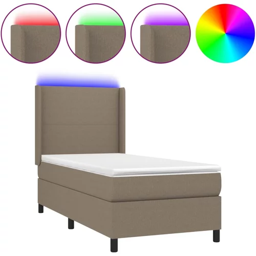 vidaXL Box spring postelja z vzmetnico LED taupe 100x200 cm blago, (20900761)