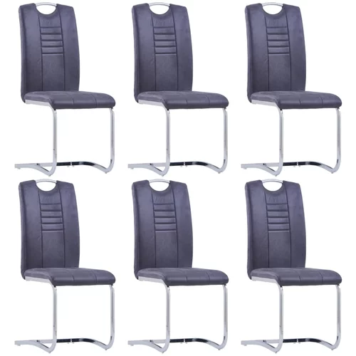  Konzolne blagovaonske stolice sive 6 kom umjetna brušena koža