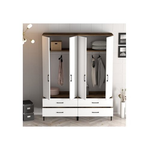 Hanah home kumsal tt - walnut, white walnutwhite wardrobe Cene