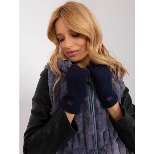 Fashion Hunters Navy Blue Smooth Women's Gloves