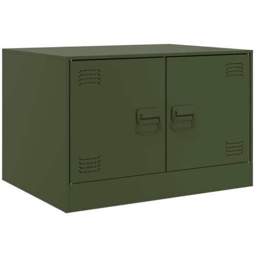 Maison Chic Klubska mizica - kavna mizica - Nizka mizica olivno zelena 67x50x44 cm jeklo, (21754998) Slike