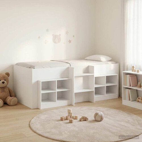  Loft krevet s ormarom s policom 3 kom. Bijela Konstruirano drvo 90 x 190 cm Slike