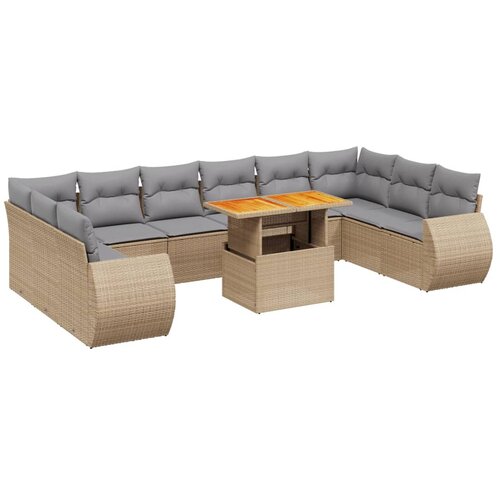 Maison Chic Seti vrtnega pohištva - Vrtna garnitura - Vrtni pohištvo set 11-delna z blazinami bež poli ratan, (21820164) Cene
