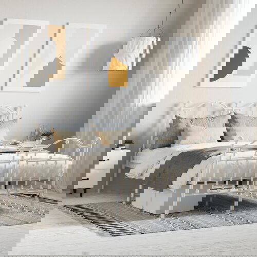 VidaXL Metalni okvir kreveta uzglavlje i podnožje bijeli 120x200 cm Slike