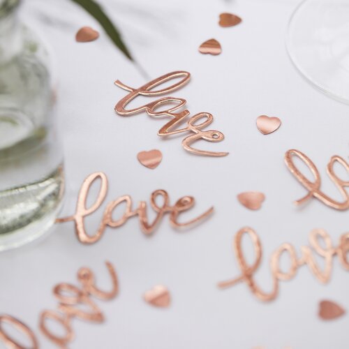 Ginger Ray&amp;reg; namizni okrasni konfeti wedding z napisom love rose gold Slike